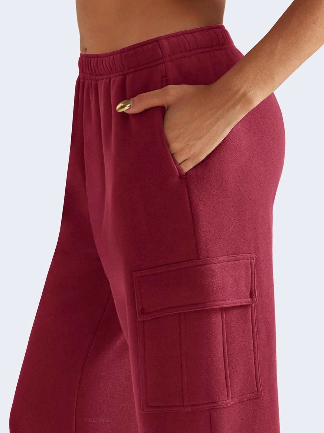 YEOREO Sweatpants Womens Cargo Pants Fleece Lined Wide Leg Joggers Baggy Drawstring Nairi Sweat Pants with Pockets