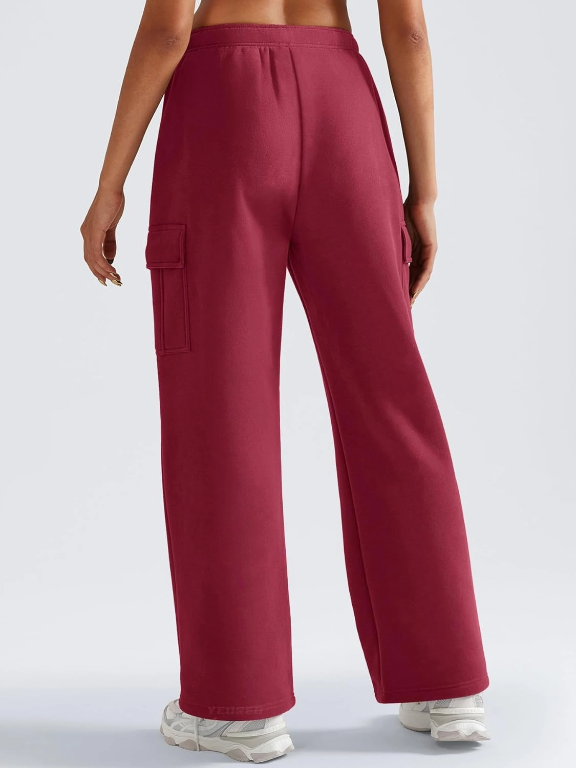 YEOREO Sweatpants Womens Cargo Pants Fleece Lined Wide Leg Joggers Baggy Drawstring Nairi Sweat Pants with Pockets