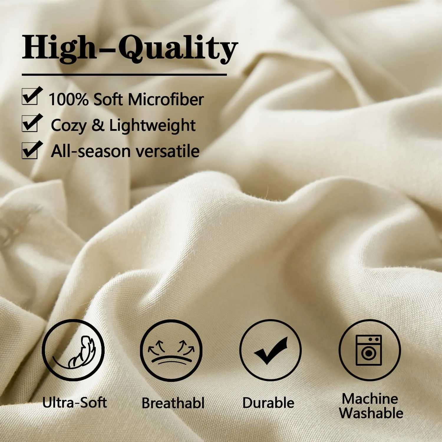 Yogeneg Twin Comforter Set 5 Piece Bed in a Bag,Grid Pinch Pleat Beige Twin Bedding Set,Striped Textured Soft Microfiber Comforter with Sheet Set,All Season Complete Bed Set(Beige,Twin)