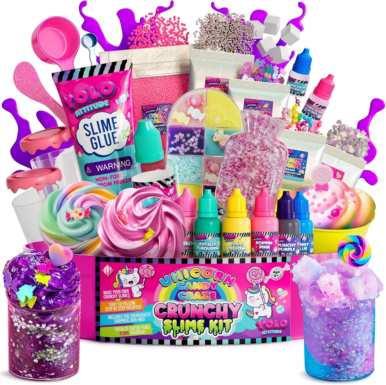 YOLO Unicorn Candy Craze Slime Kit - DIY Slime Making Set for Girls 8-12 with 40  Magical Add-ins, Glitter & Cloud Slime Supplies