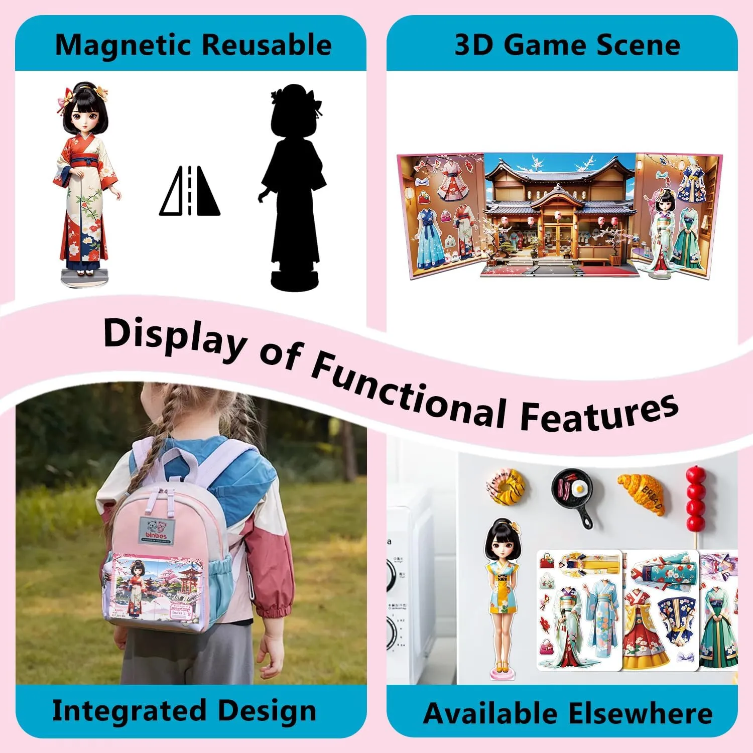 Yuzee Paper Dolls Stickers - Magnetic Dress Up Dolls for Girls - Toddler Travel Toys - 1 Paper Doll and 33 Clothing Accessories with 3D Magnetic Game Scene, Foster Creativity and Imagination