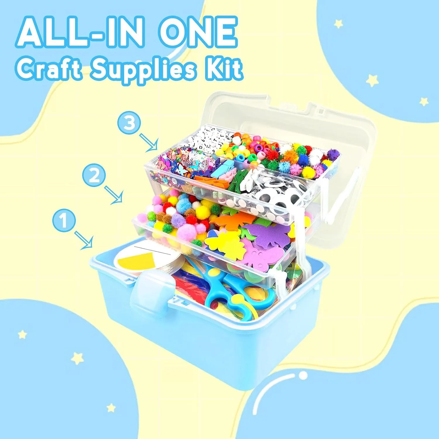 ZEIZHUBN Arts and Crafts Supplies for Kids Crafts Kit with Pipe Cleaners DIY Crafts for Kids Art School Supplies Materials All in Crafting Box Craft Supply Set Gifts for Kid Girls Boys Age 4-8, 8-12