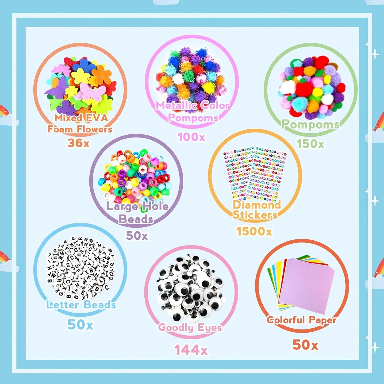 ZEIZHUBN Arts and Crafts Supplies for Kids Crafts Kit with Pipe Cleaners DIY Crafts for Kids Art School Supplies Materials All in Crafting Box Craft Supply Set Gifts for Kid Girls Boys Age 4-8, 8-12