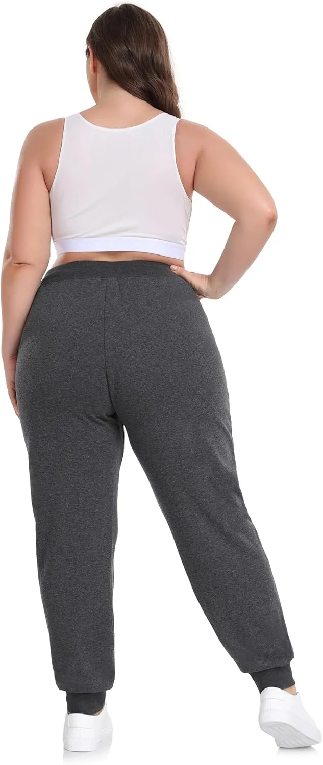 ZERDOCEAN Women's Plus Size Fleece Lined Sweatpants Casual Workout Athletic Joggers Zipper Pockets