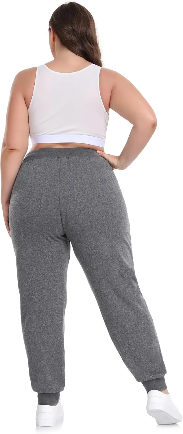 ZERDOCEAN Women's Plus Size Fleece Lined Sweatpants Casual Workout Athletic Joggers Zipper Pockets