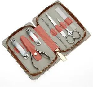 Zipper Pack 7 Piece Stainless Steel Nail Clipper Set Nail Clippers Manicure Tools Nail Art Set, 15.5*10.9*3.5cm
