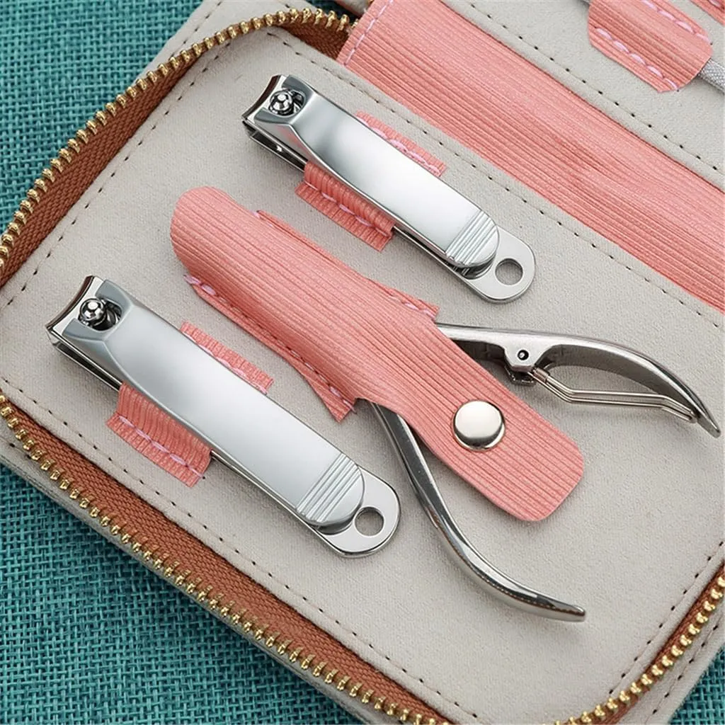Zipper Pack 7 Piece Stainless Steel Nail Clipper Set Nail Clippers Manicure Tools Nail Art Set, 15.5*10.9*3.5cm