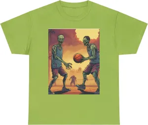 Zombies Playing Basketball Unisex Cotton Shirt – A Slam Dunk in Style!