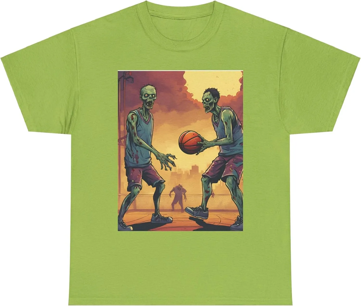 Zombies Playing Basketball Unisex Cotton Shirt – A Slam Dunk in Style!