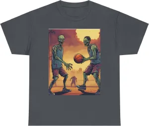 Zombies Playing Basketball Unisex Cotton Shirt – A Slam Dunk in Style!