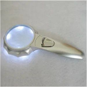 ZTBH Microscope Accessories Kit Handheld 7X Illuminated Magnifier 6 Ring LED Lights Magnifying Glass for Reading Books Portable Hand Loupe Microscope Slides